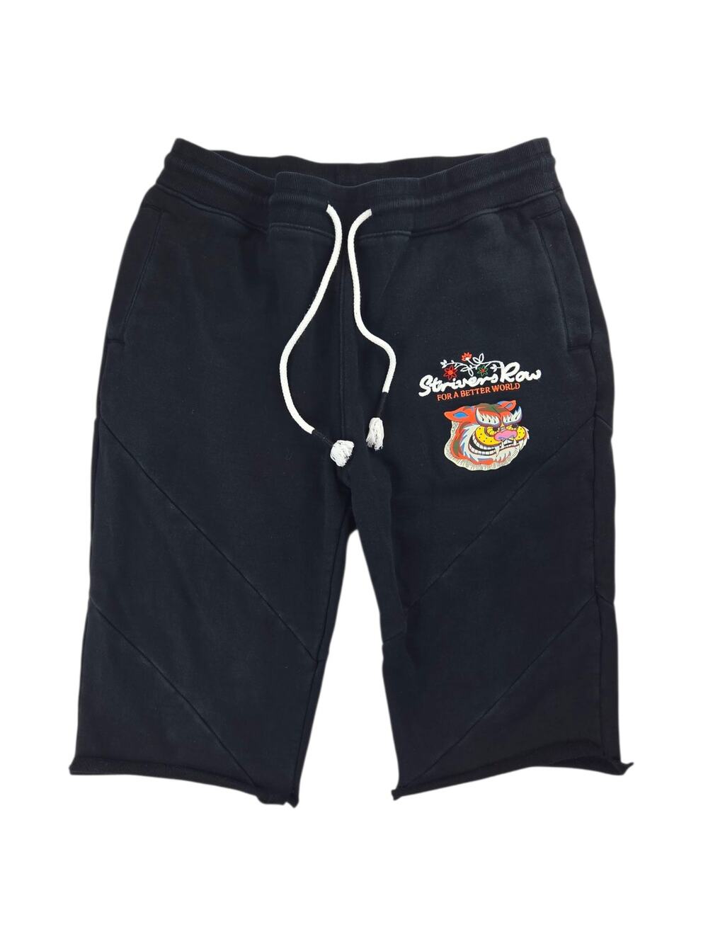 Strivers Row | Black Cutoff Jogger Tiger Shorts | Size Large